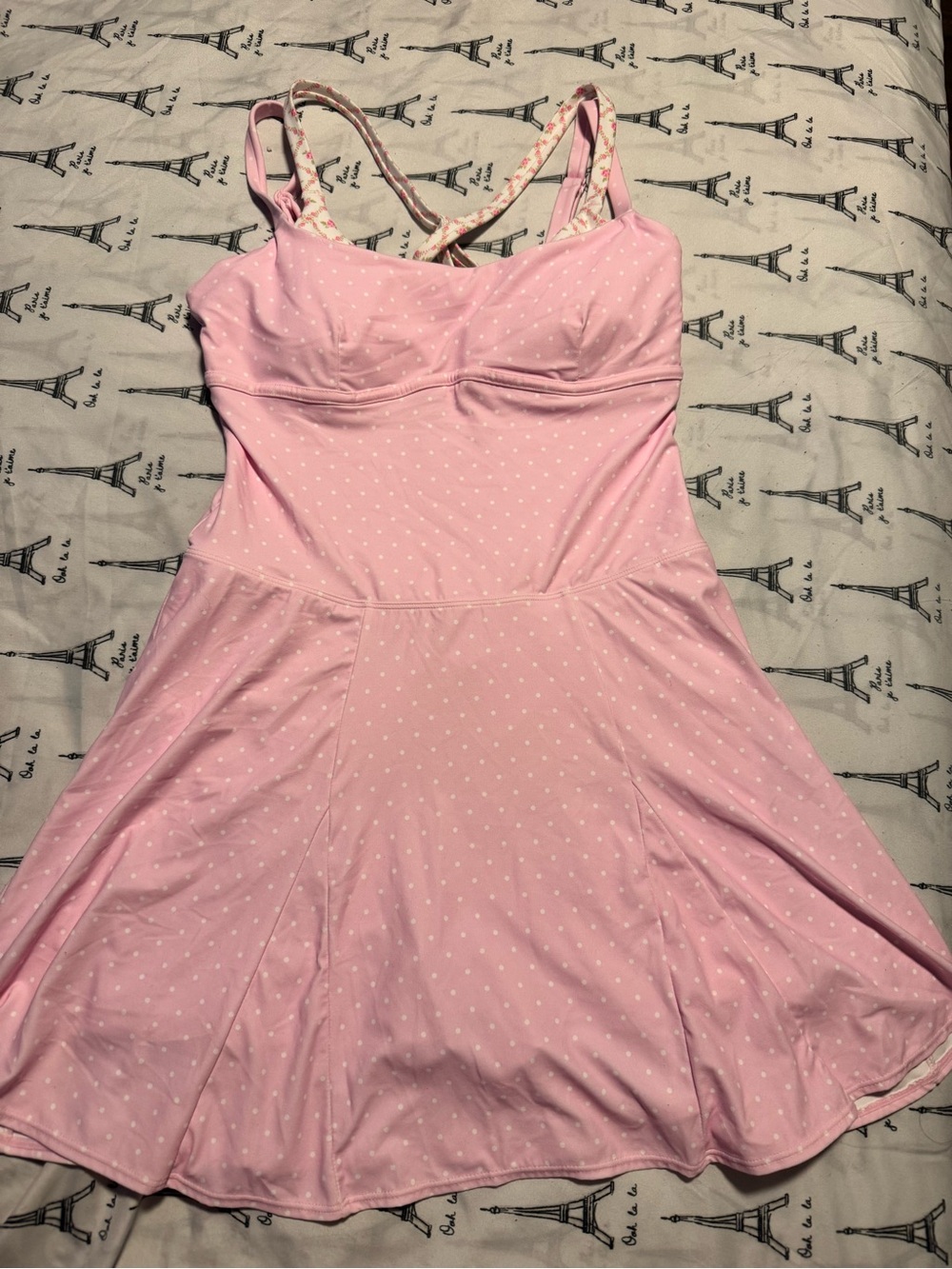 JoyLab Pink Polka Dot Fit-and-Flare Mini Dress